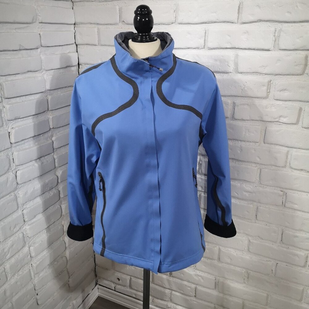 Mountain Hard Wear Ladies Size Large Blue w/ Grey Soft Shell Conduit Jacket